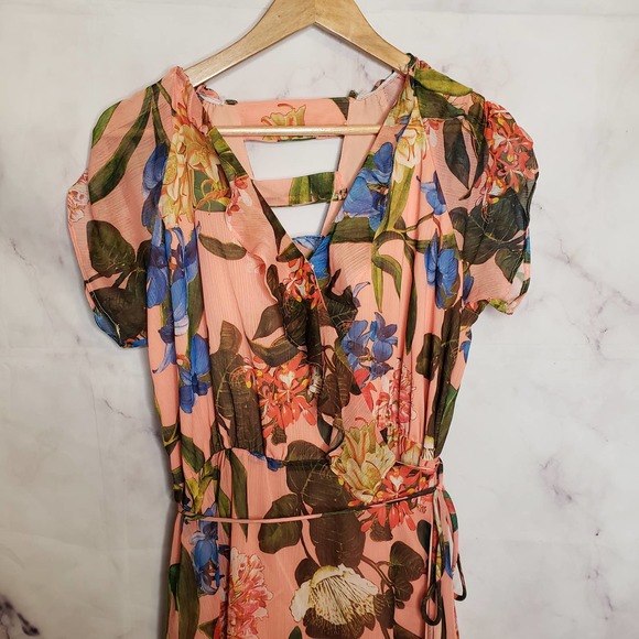 GIBSON LATIMER Floral Hi-low Wrap Around Dress M - Picture 5 of 11